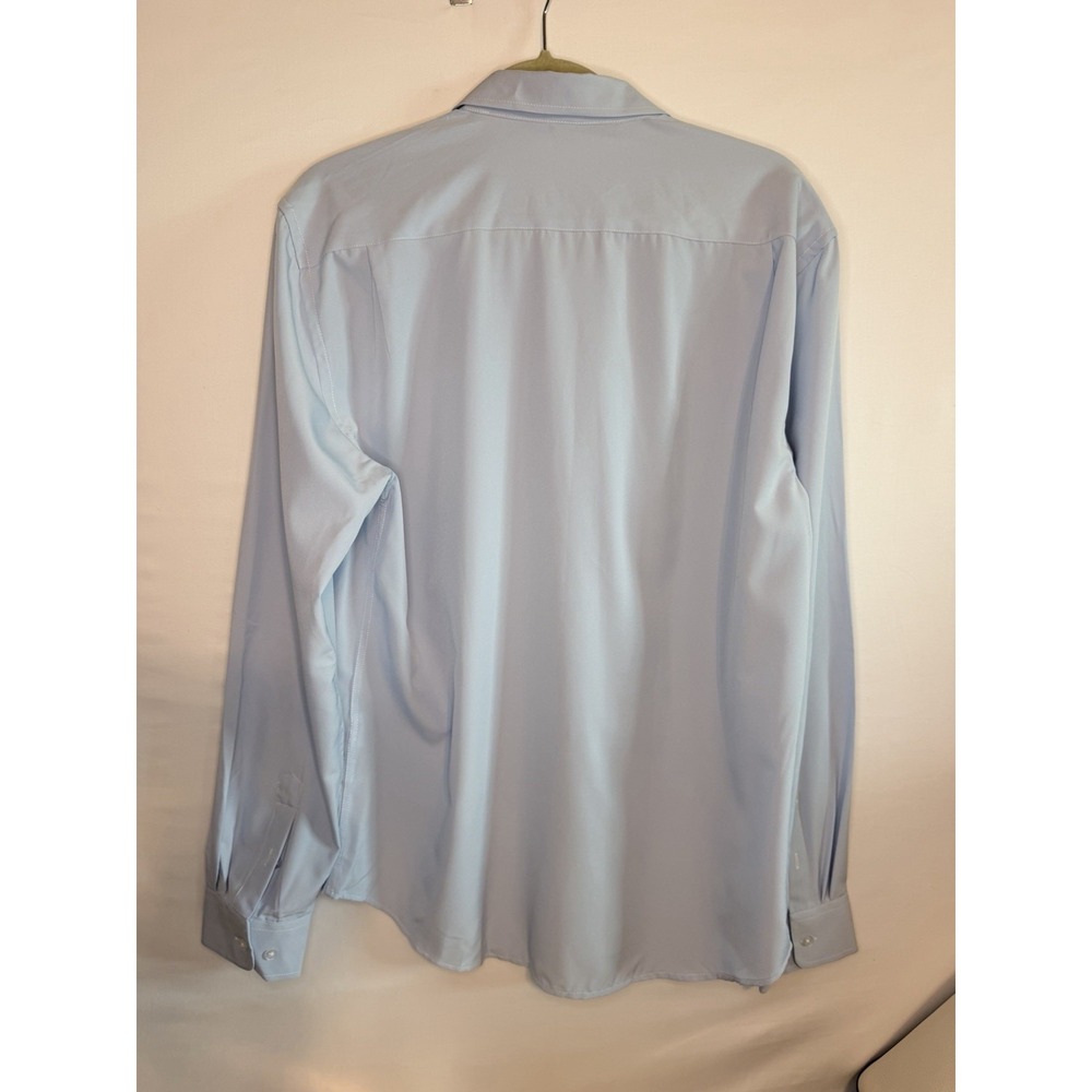 Manfinity Shirt Mens Mens Blue Long Sleeve Button Front Stretch Dress Casual - Picture 11 of 12